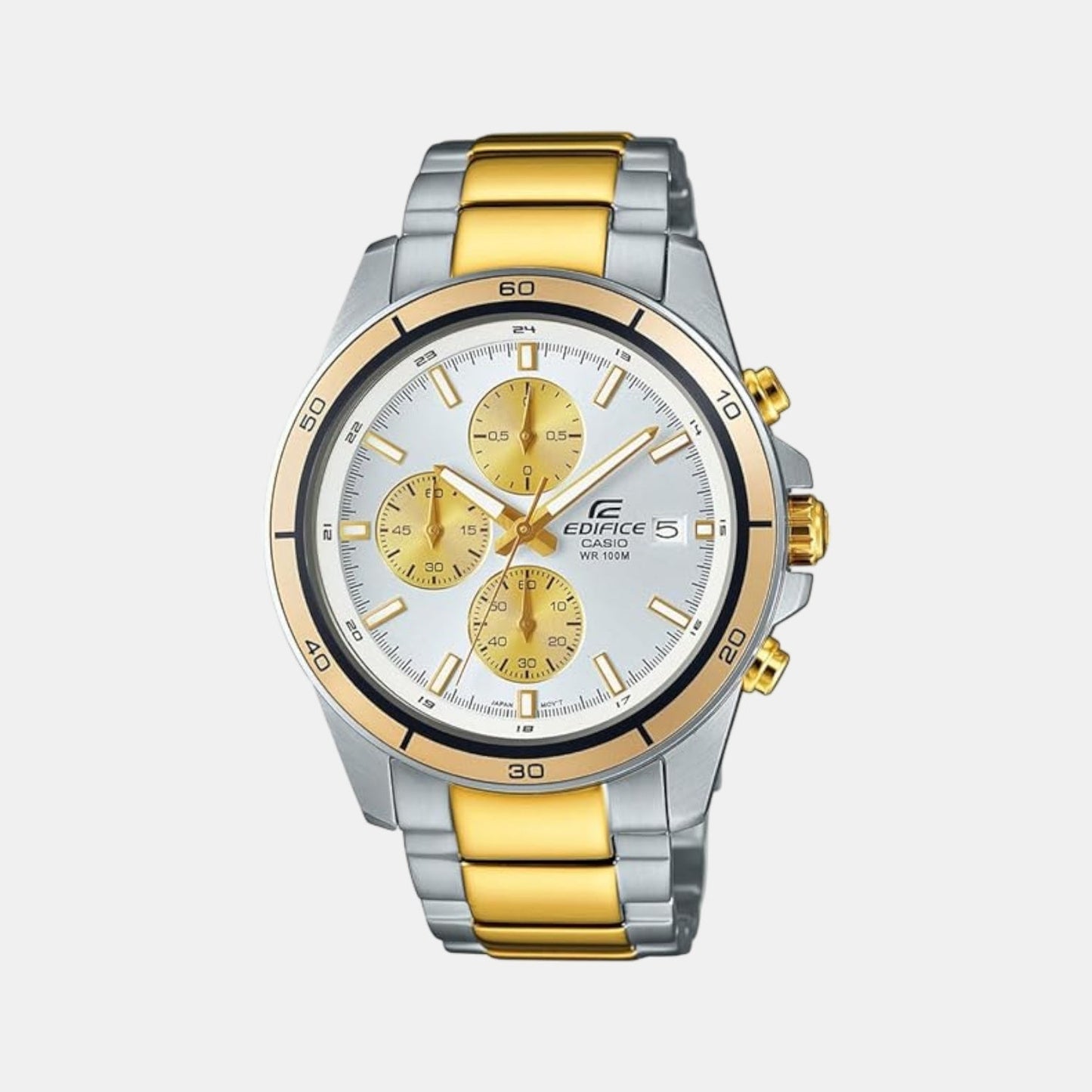 Edifice Men Quartz Silver Dial Chronograph Stainless Steel Watch EX273