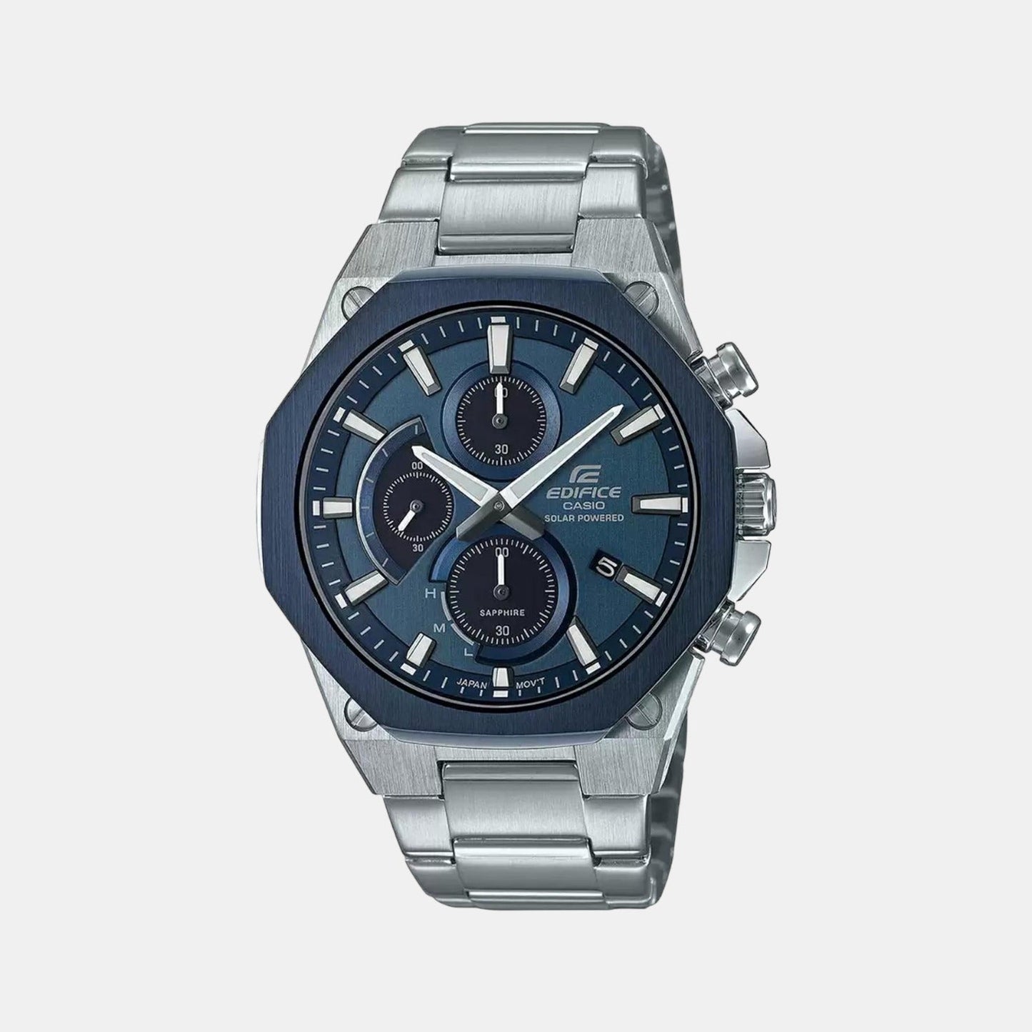 Edifice Men Quartz Blue Dial Chronograph Stainless Steel Watch EX528