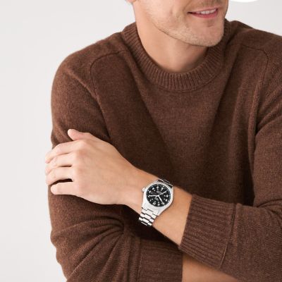 Fossil Defender Solar-Powered Stainless Steel Watch