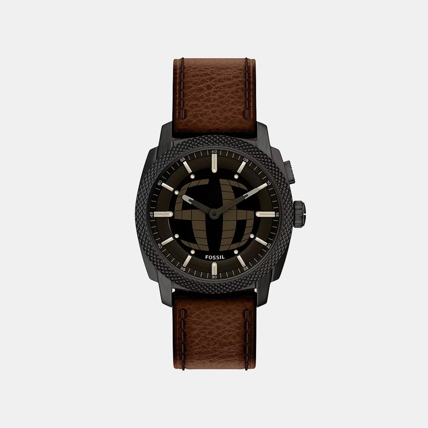 Machine Big Tic Men Quartz Black Dial Analog-Digital Leather Watch FS6165