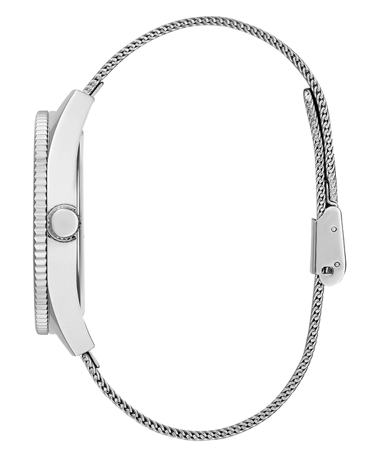 GUESS Mens Silver Tone Silver Analog Watch