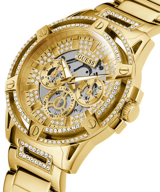 GUESS Mens Gold Tone Multi-function Watch