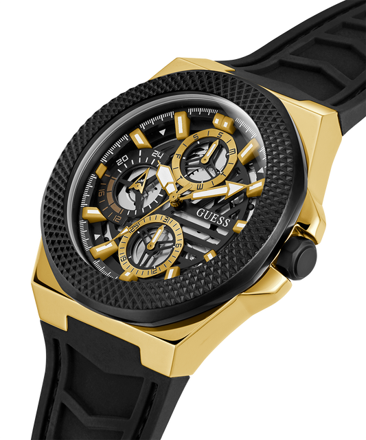 GUESS Mens Black 2-Tone Multi-function Watch