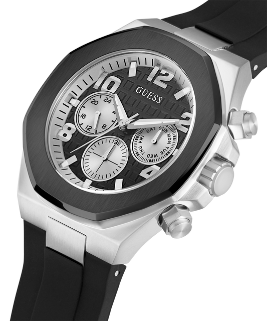 GUESS Mens Black 2-Tone Multi-function Watch