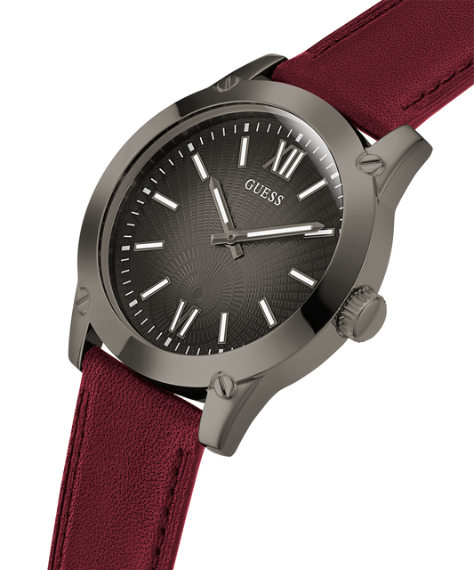 GUESS Mens Burgundy Gunmetal Analog Watch