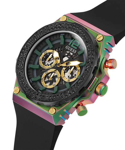 GUESS Mens Black 2-Tone Multi-function Watch