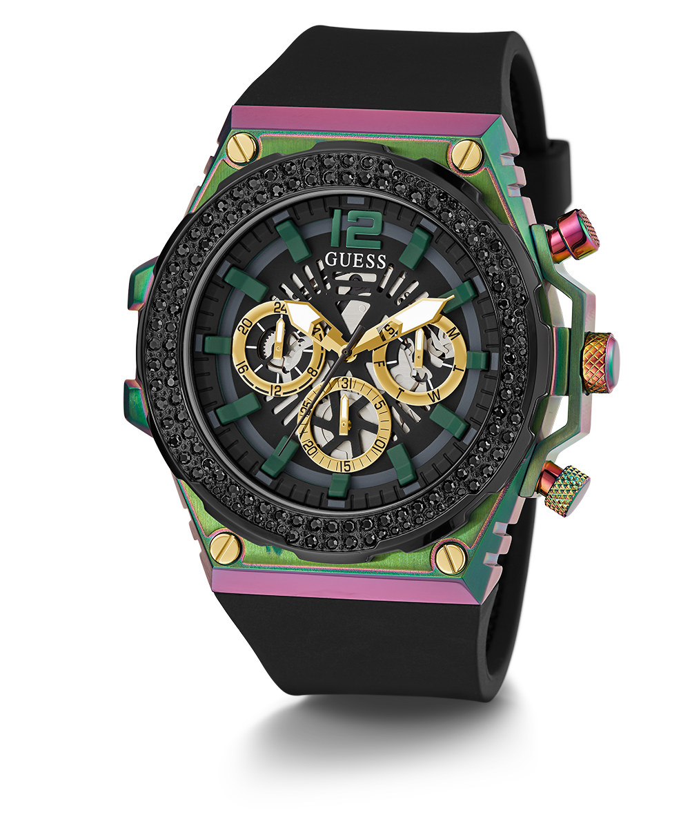GUESS Mens Black 2-Tone Multi-function Watch
