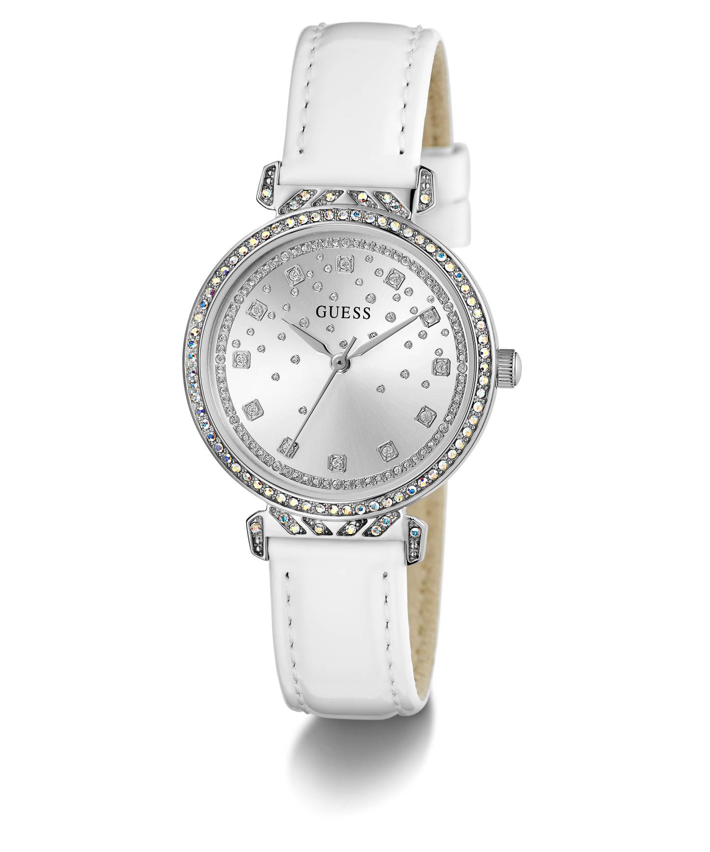 GUESS Ladies White Silver Tone Analog Watch