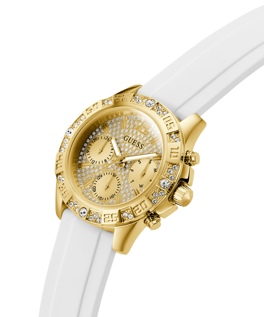 GUESS Ladies White Gold Tone Multi-function Watch