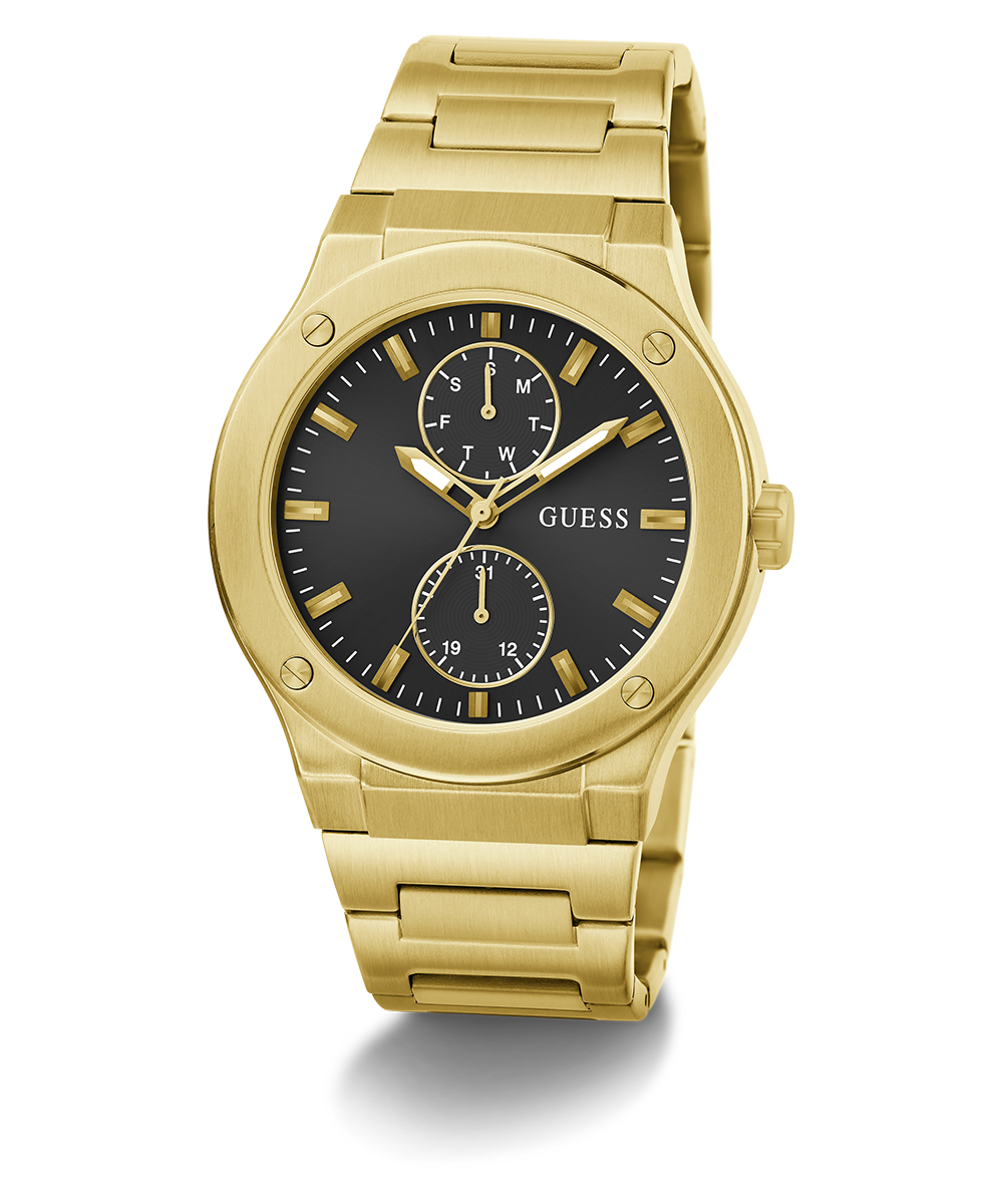 GUESS Mens Gold Tone Multi-function Watch