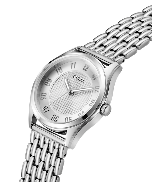 GUESS Mens Silver Tone Analog Watch