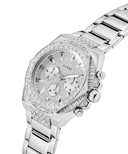 GUESS Mens Silver Tone Multi-function Watch
