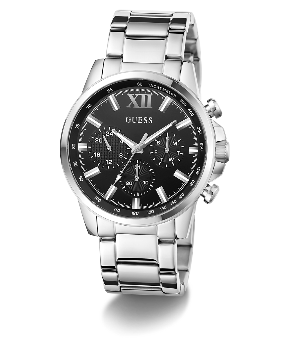 GUESS Mens Silver Tone Multi-function Watch