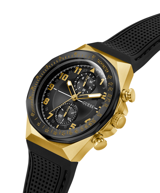 GUESS Mens Black 2-Tone Multi-function Watch