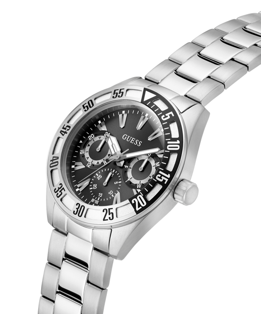GUESS Mens Silver Tone Multi-function Watch