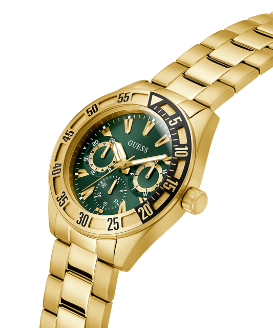 GUESS Mens Gold Tone Multi-function Watch