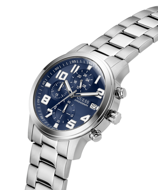 GUESS Mens Silver Tone Chronograph Watch