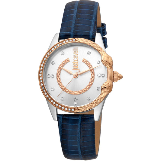 JC Giro Leather Blue Silver Serpente Zircons