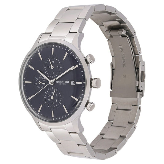 Kenneth Cole Quartz Multifunction Blue Dial Stainless Steel Strap Watch for Men-NCKC15181004MN