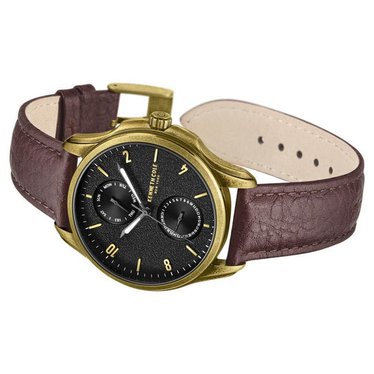 Kenneth Cole Quartz Multifunction Brown Dial Leather Strap Watch For Men