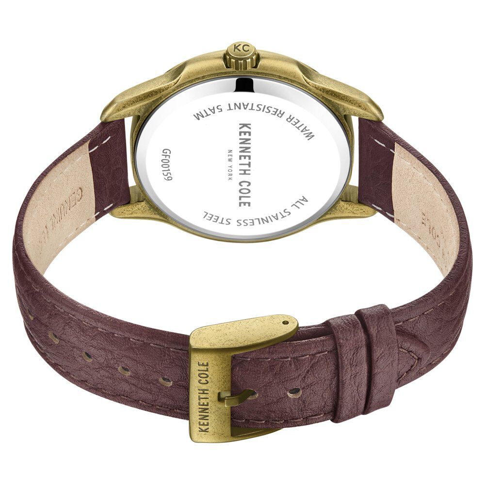 Kenneth Cole Quartz Multifunction Brown Dial Leather Strap Watch For Men