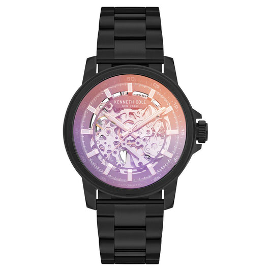 Kenneth Cole Automatic Grey Dial Leather Strap Watch For Men