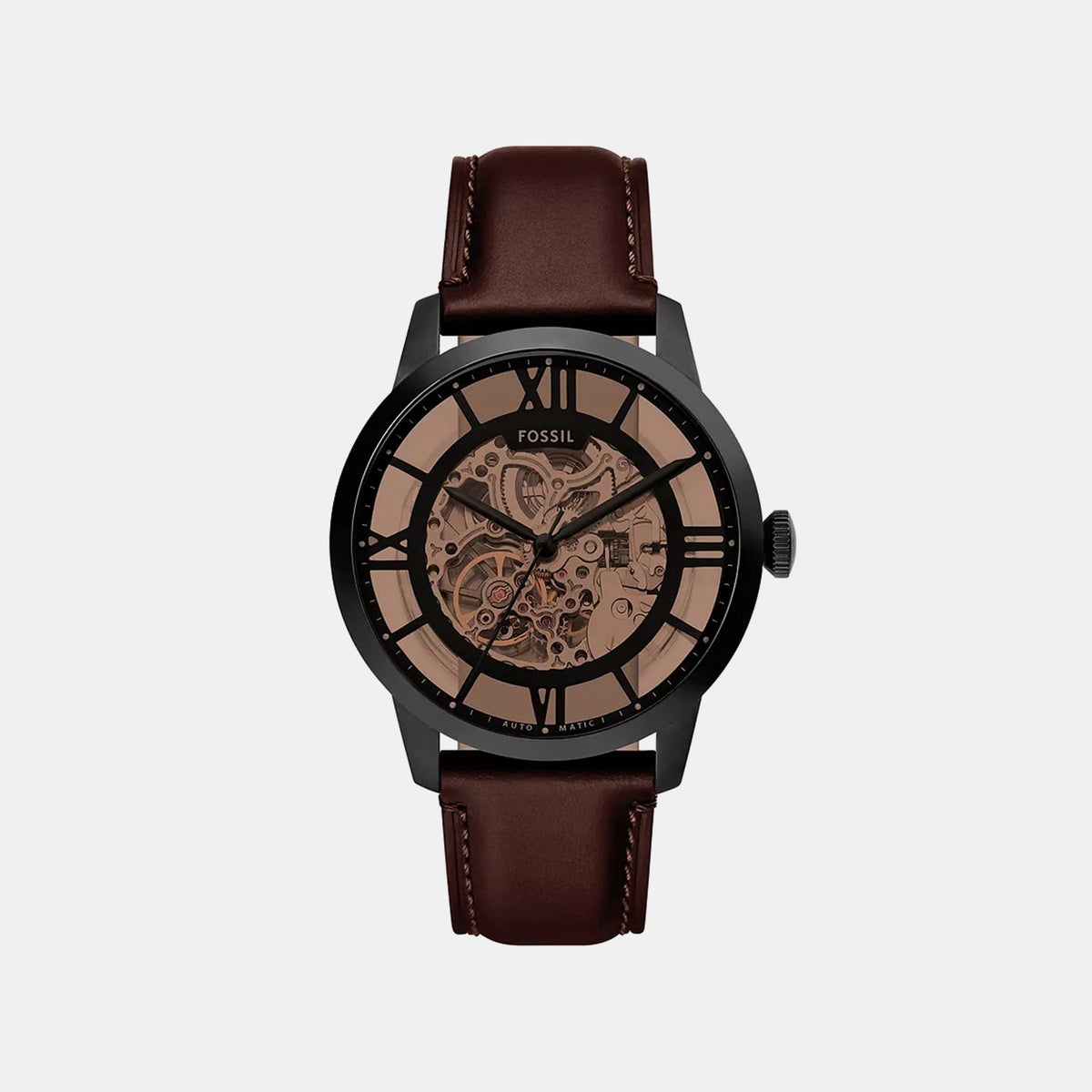 Towns Men Automatic Brown Dial Analog Leather Watch ME3098