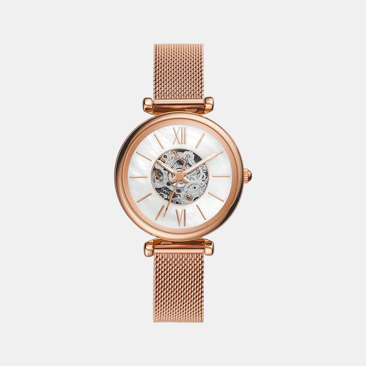 Carlie Women Automatic White Dial Analog Mesh Watch ME3188