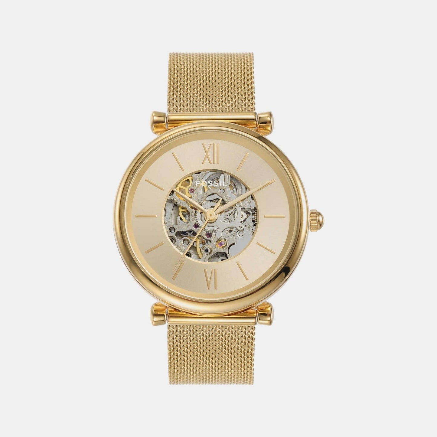 Carlie Women Automatic Gold Dial Analog Mesh Watch ME3250