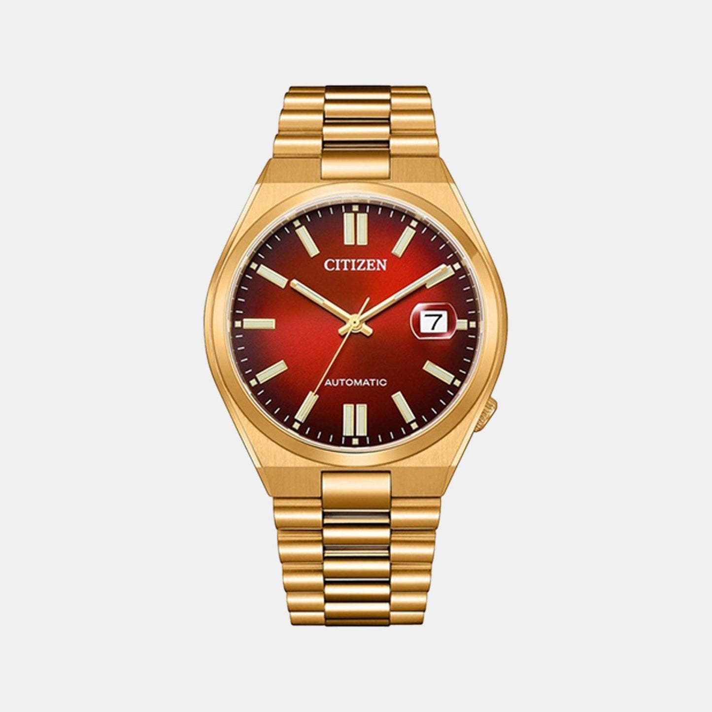 Tsuyosa Men Automatic Red Dial Analog Stainless Steel Watch NJ0153-82X