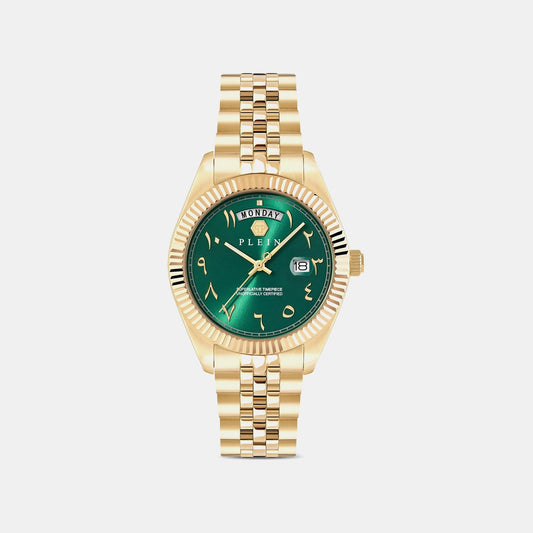 Men Quartz Green Dial Analog Stainless Steel Watch PWPNA1026