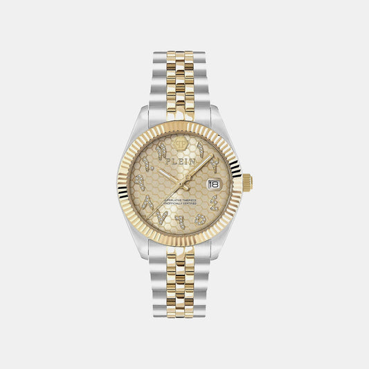 Women Quartz Gold Dial Analog Stainless Steel Watch PWYFA0526