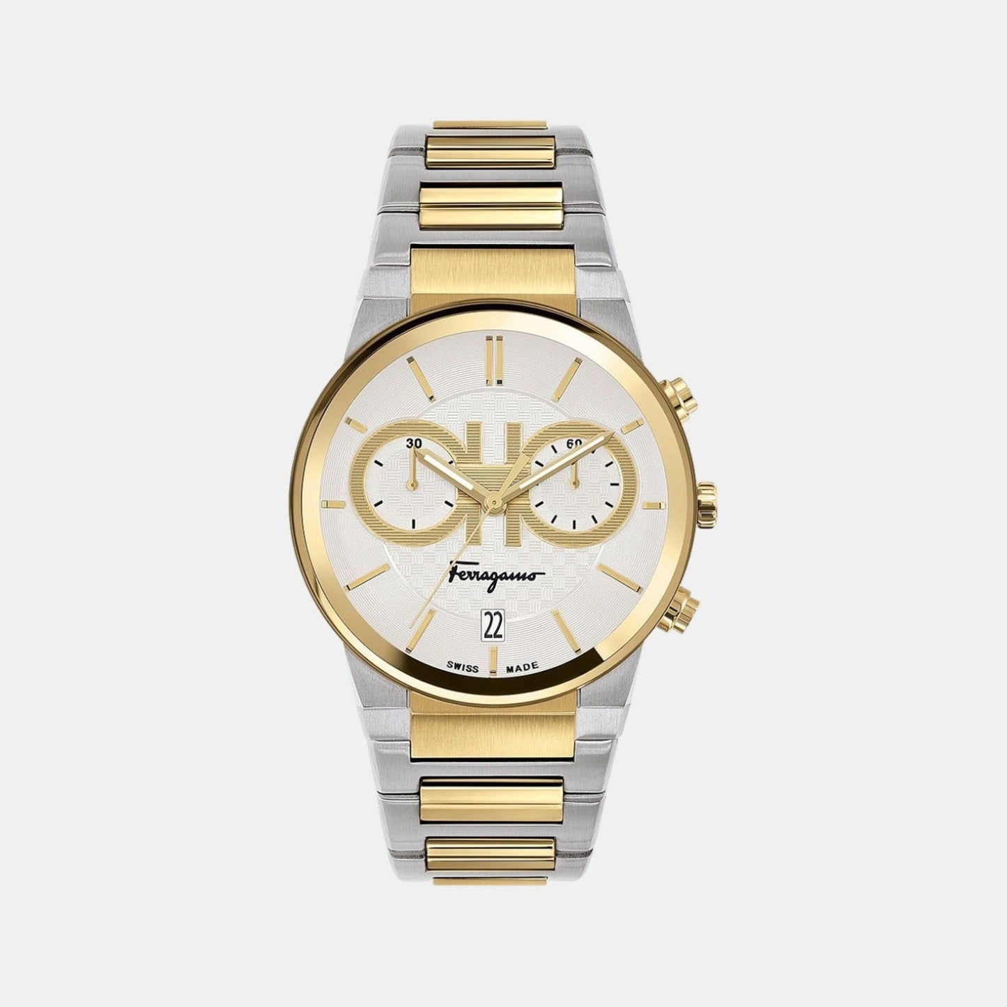 Me-Ferragamo Sapphire Chr Men Quartz Silver Dial Chronograph Stainless Steel Watch SFME00821