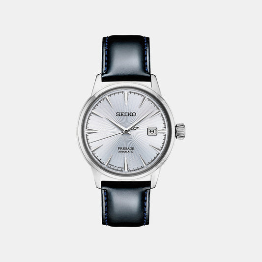 Presage Men Automatic Silver Dial Analog Leather Watch SRPB43J1