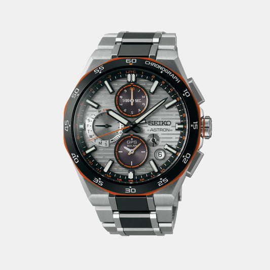 Astron Limited Edition Men GPS Solar Silver Dial Chronograph Stainless Steel Watch SSH183J1