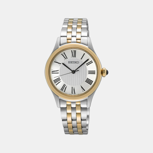Classic Women Quartz White Dial Analog Stainless Steel Watch SUR612P1