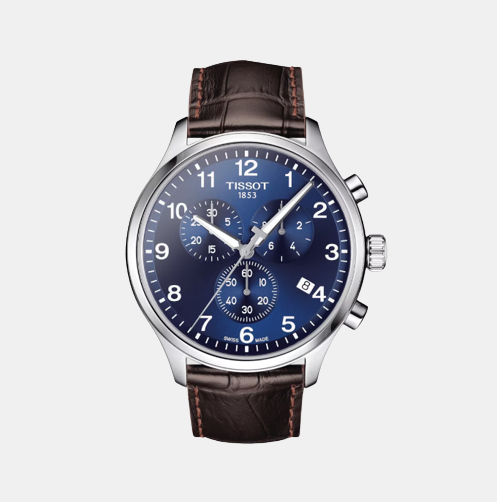Tissot XL Men Quartz Blue Dial Chronograph Leather Watch T1166171604700