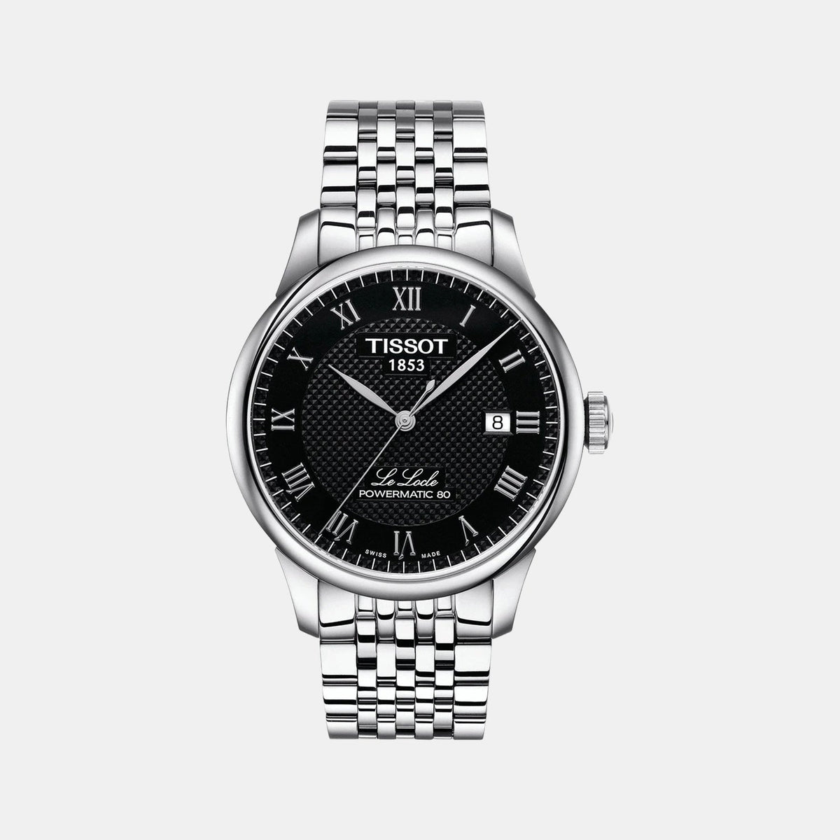 Le Locle Men Automatic Black Dial Analog Stainless Steel Watch T0064071105300