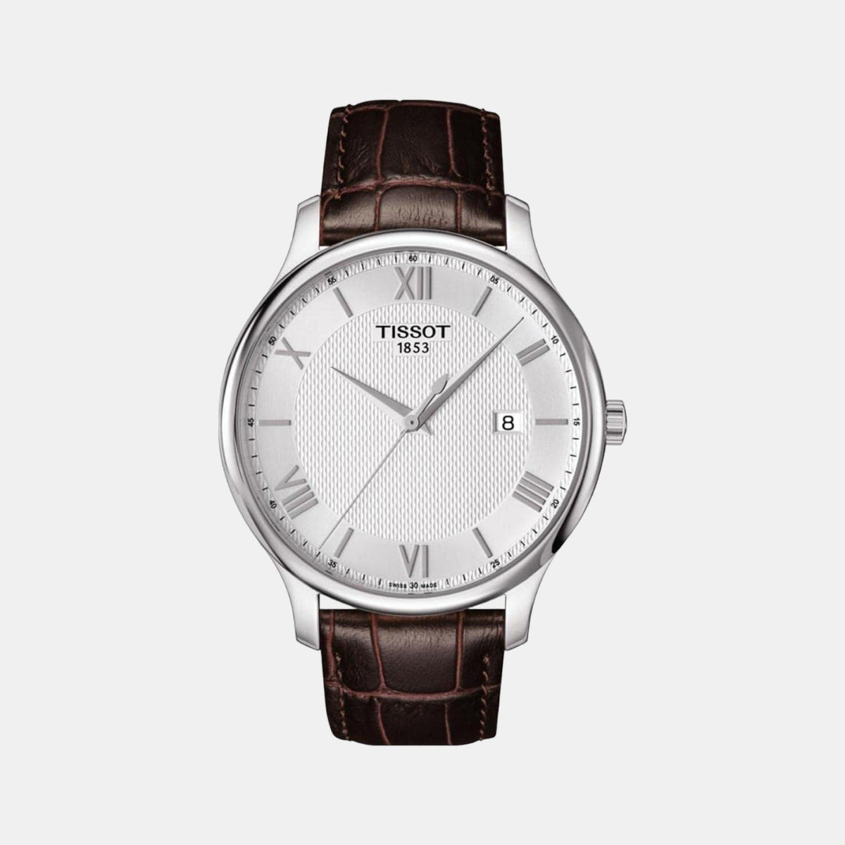 Tradition Men Quartz Silver Dial Analog Leather Watch T0636101603800
