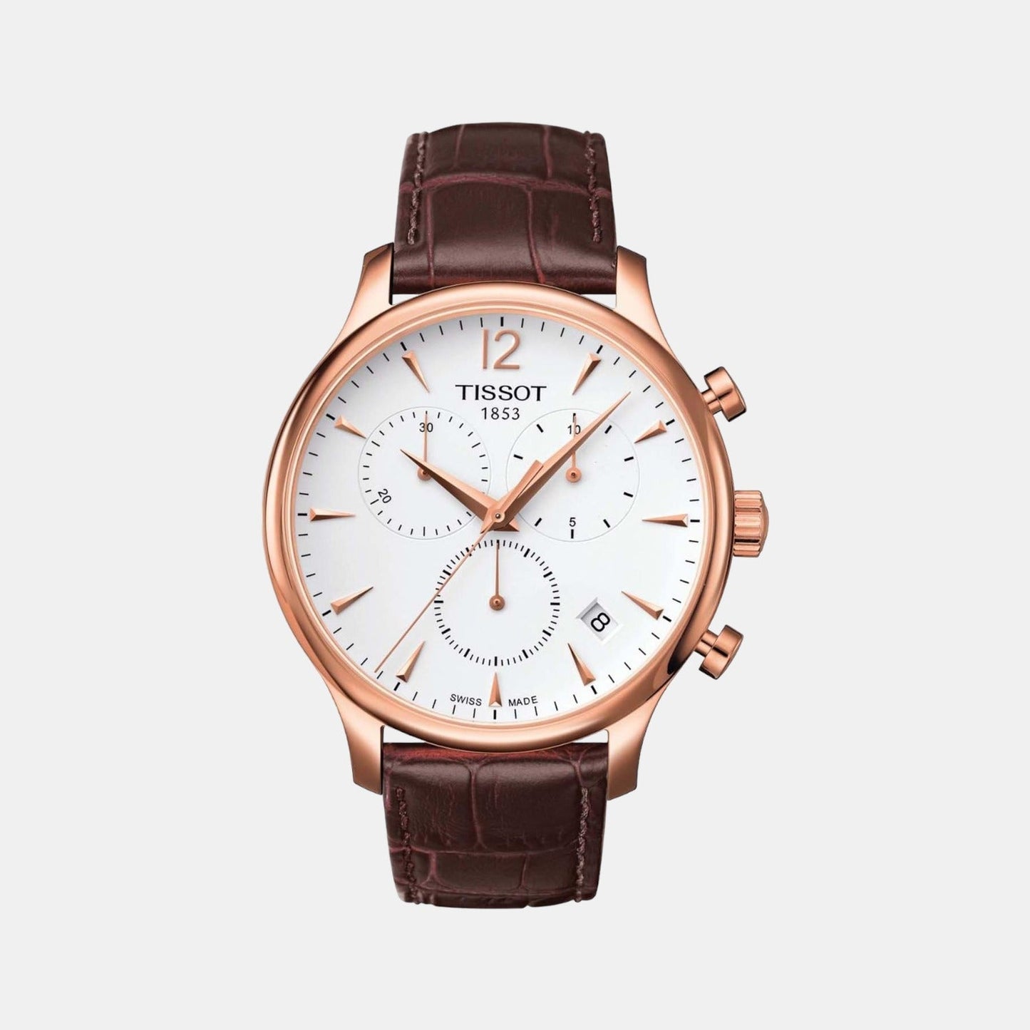 Tradition Men Quartz White Dial Chronograph Leather Watch T0636173603700