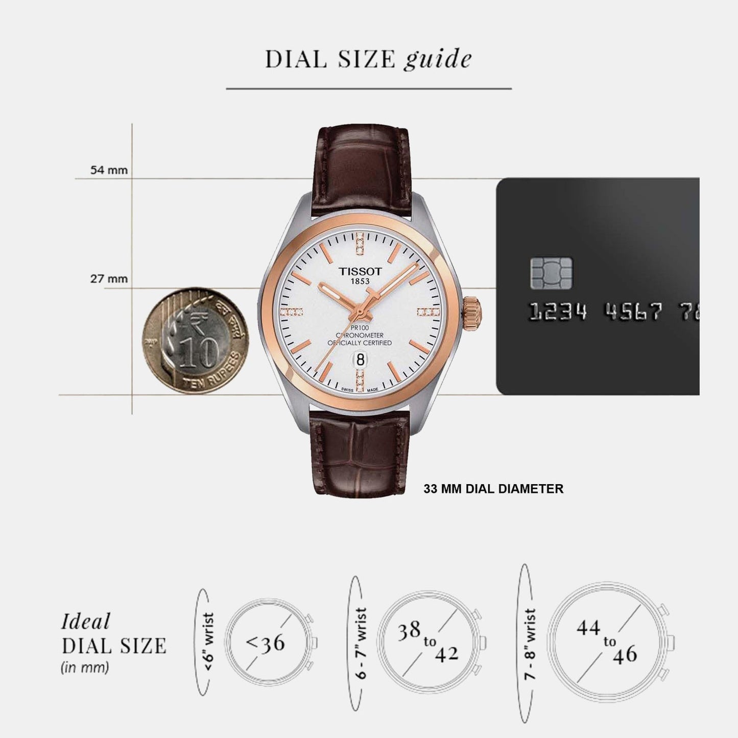 PR 100 Women Quartz Silver Dial Analog Leather Watch T1012512603600