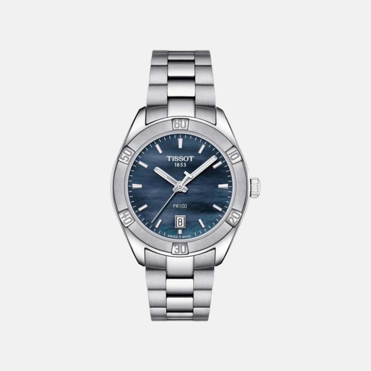 PR 100 Women Quartz Mother Of Pearl Dial Analog Stainless Steel Watch T1019101112100