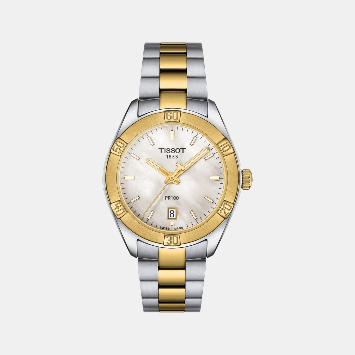 PR 100 Women Quartz Mother Of Pearl Dial Analog Stainless Steel Watch T1019102211100