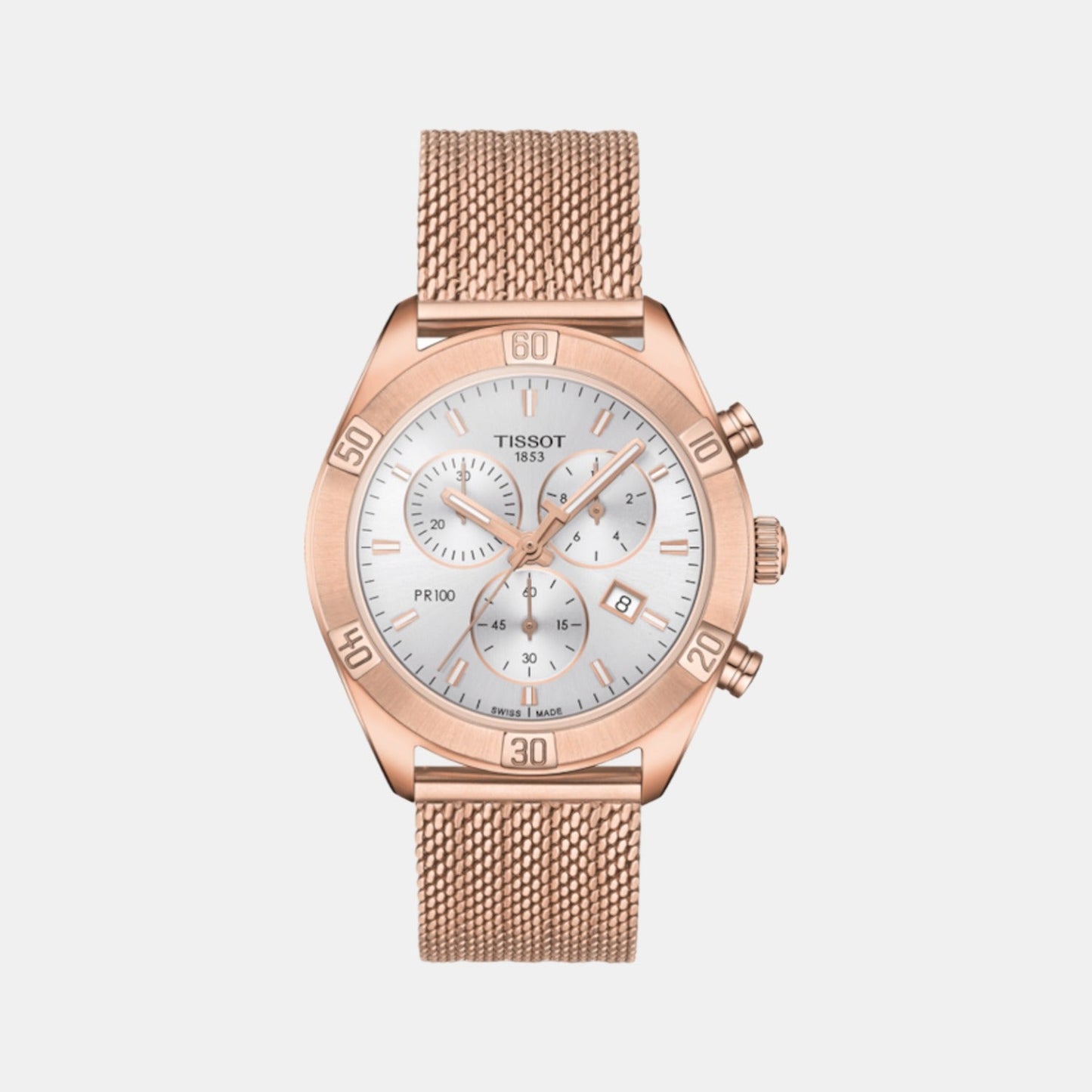 PR 100 Women Quartz Silver Dial Chronograph Stainless Steel Watch T1019173303100