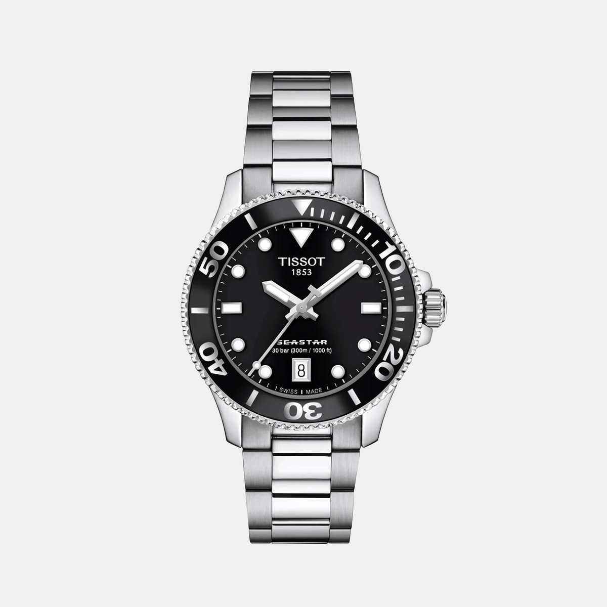 Seastar 1000 Women Quartz Black Dial Analog Stainless Steel Watch T1202101105100