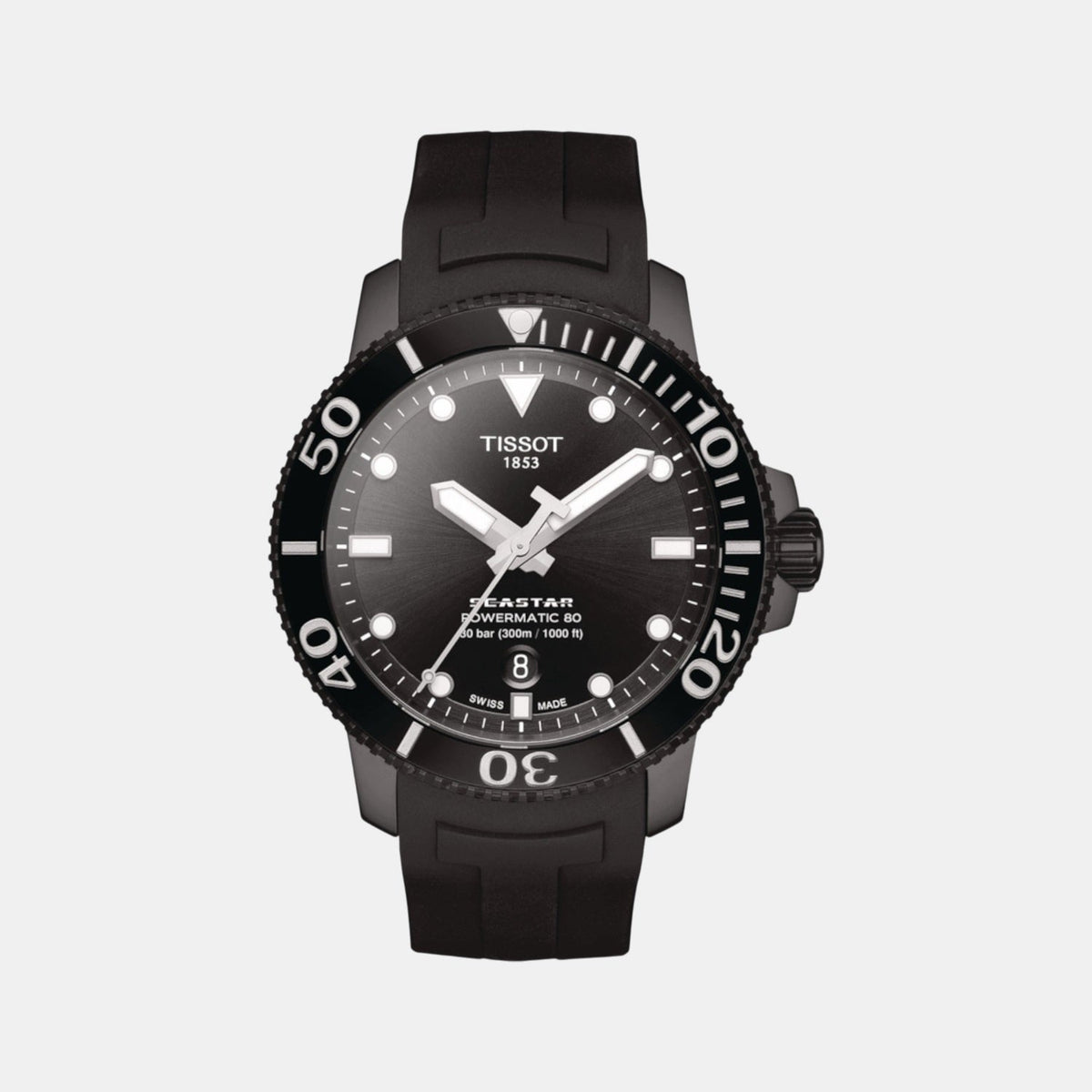 Seastar 1000 Men Automatic Black Dial Analog Silicone Watch T1204073705100