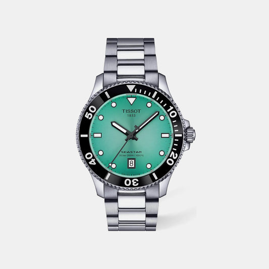 Seastar Men Quartz Green Dial Analog Stainless Steel Watch T1204101109100