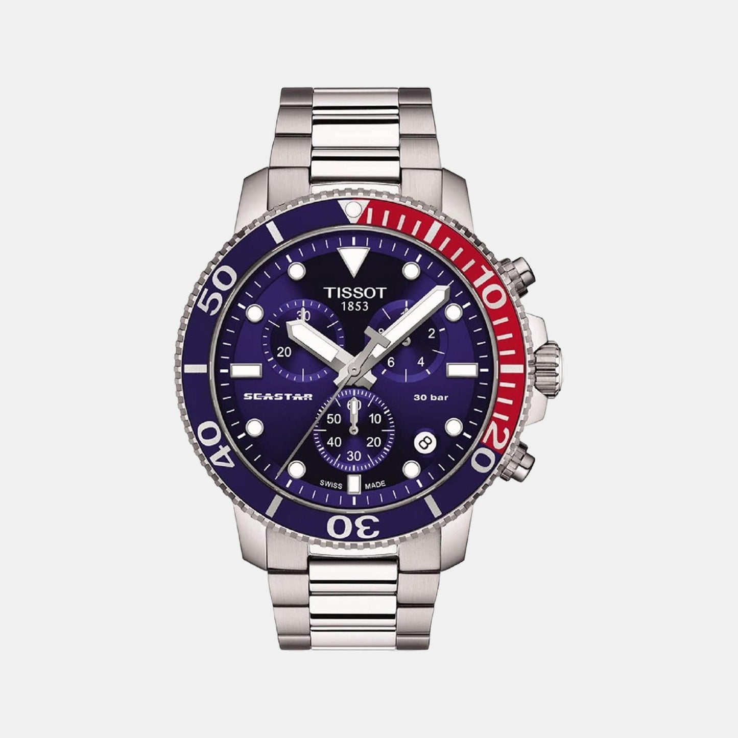 Seastar 1000 Men Quartz Blue Dial Chronograph Stainless Steel Watch T1204171104103