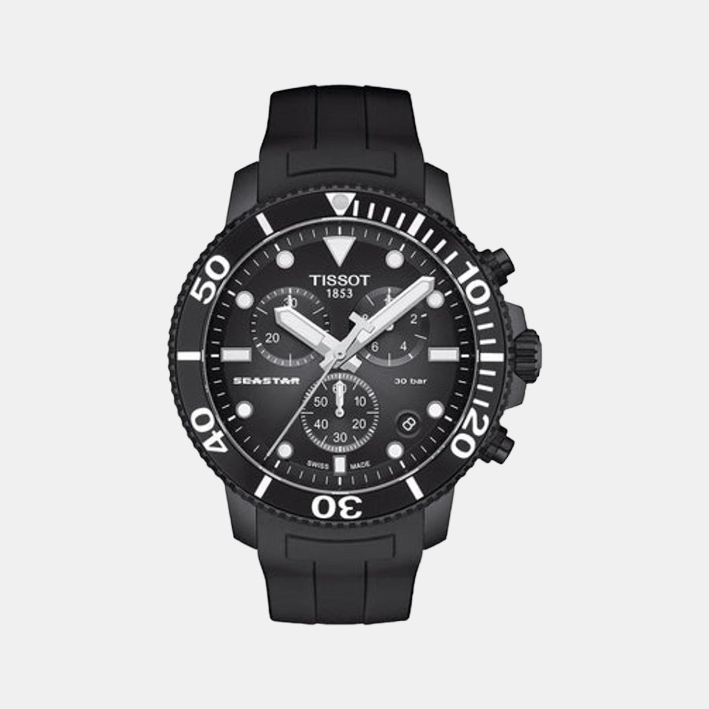 Seastar 1000 Men Quartz Black Dial Chronograph Silicone Watch T1204173705102