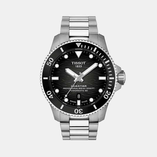 Men Automatic Grey Dial Analog Stainless Steel Watch T1209071105100